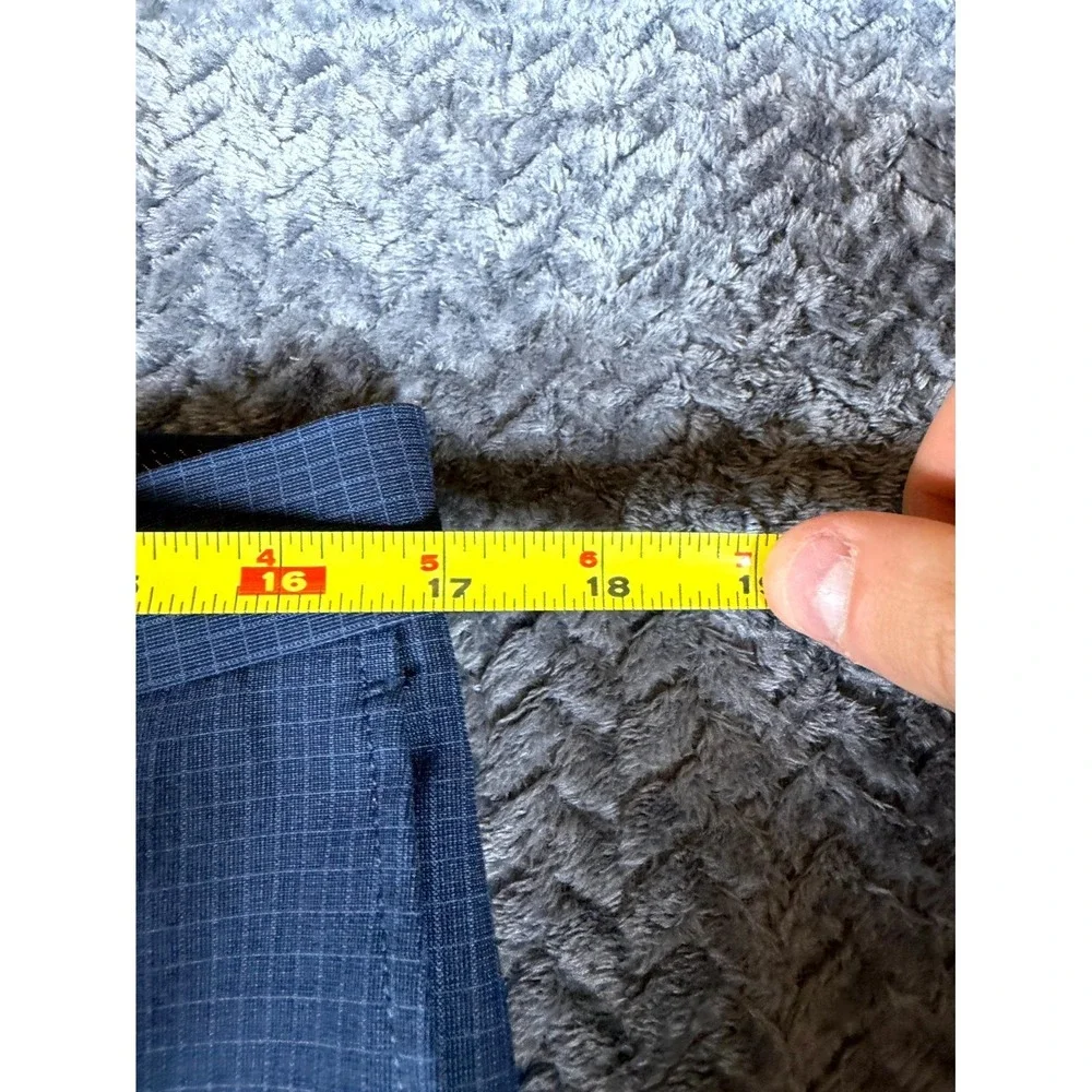 Banana Republic Dress Pants Mens 34x26.5 Blue Check Formal Slim Fit Straight Leg